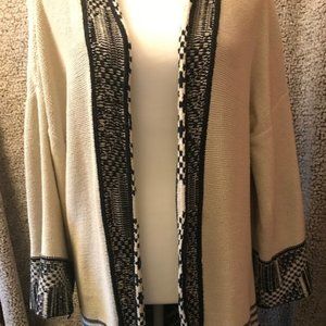 Long Tall Sally sweater cardigan fringe long beige black  Small